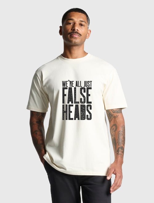 We're All Just False Heads T-Shirt - Cracked White